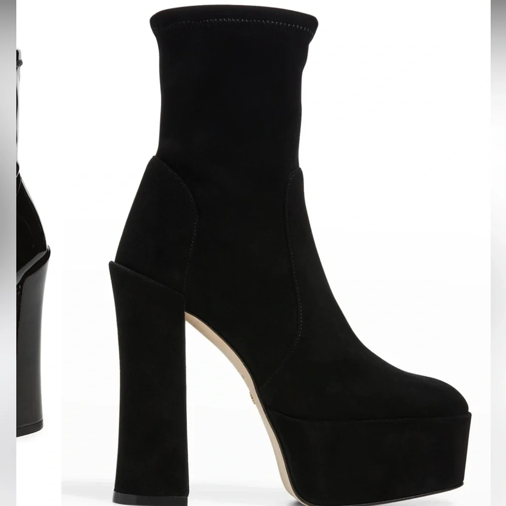 🌹STUART WEITZMAN🌹 Skyhigh Black Platform Booties In Black Size: 9 - Picture 3 of 14